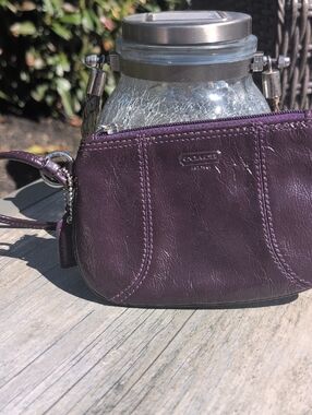 Coach Purple Patent Wristlet. Silver Hardware